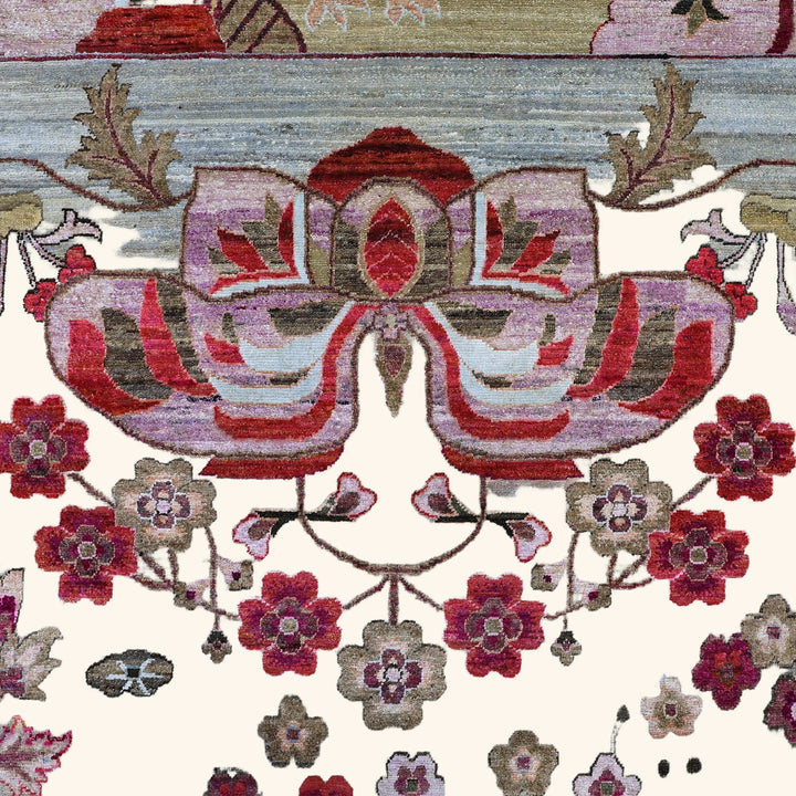 Pink Grey Alchemy Traditional Silk Wool Blend Rug - 8' x 10'5"