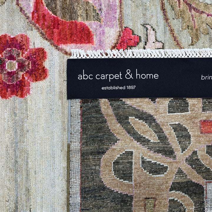 Pink Grey Alchemy Traditional Silk Wool Blend Rug - 8' x 10'5"