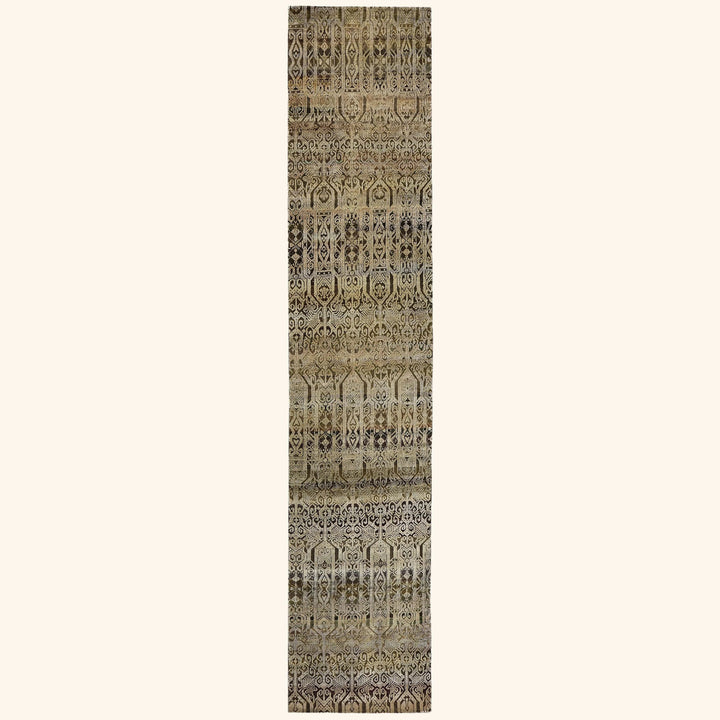 Brown Alchemy Traditional Silk Wool Blend Runner - 2'11" x 15'3"