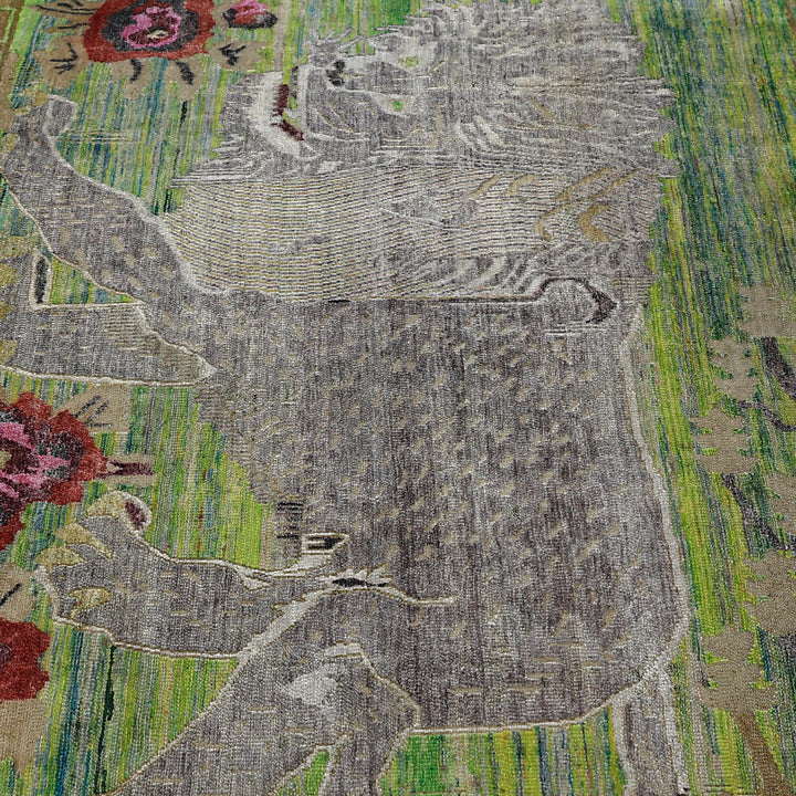 Green Alchemy Transitional Silk Wool Blend Rug - 6' x 4'5"