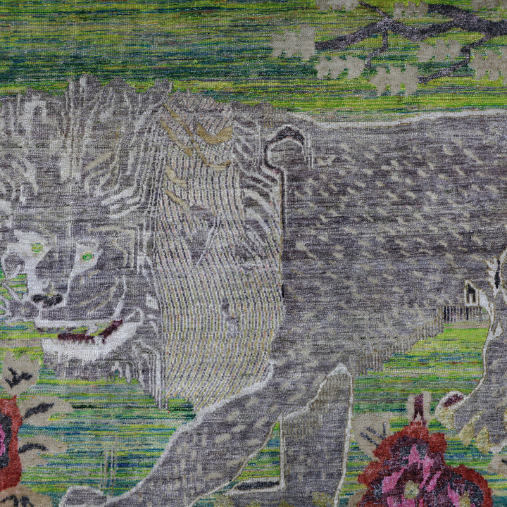 Green Alchemy Transitional Silk Wool Blend Rug - 6' x 4'5"
