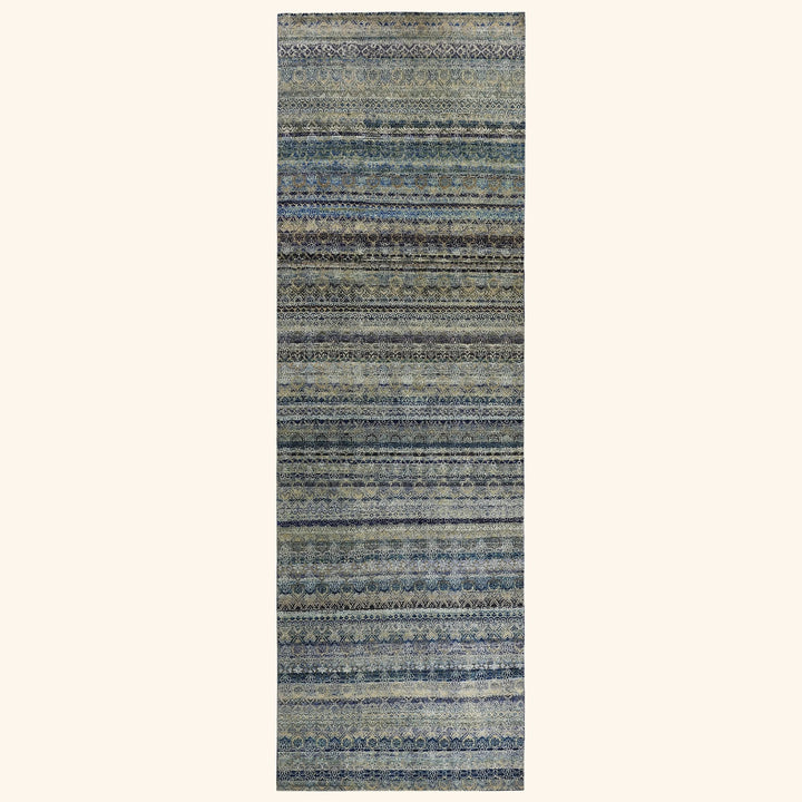 Blue Alchemy Traditional Silk Wool Blend Runner - 4'1" x 13'5"