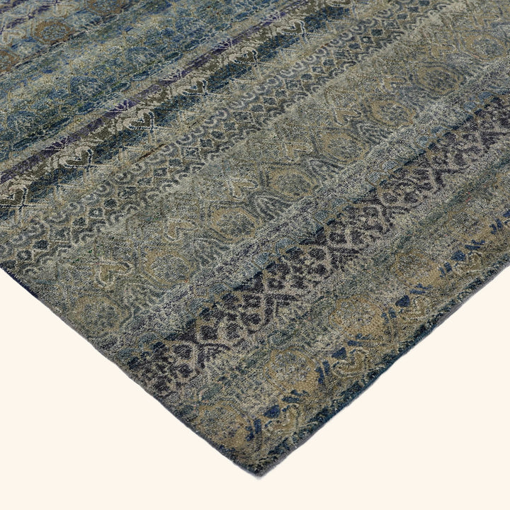 Blue Alchemy Traditional Silk Wool Blend Runner - 4'1" x 13'5"