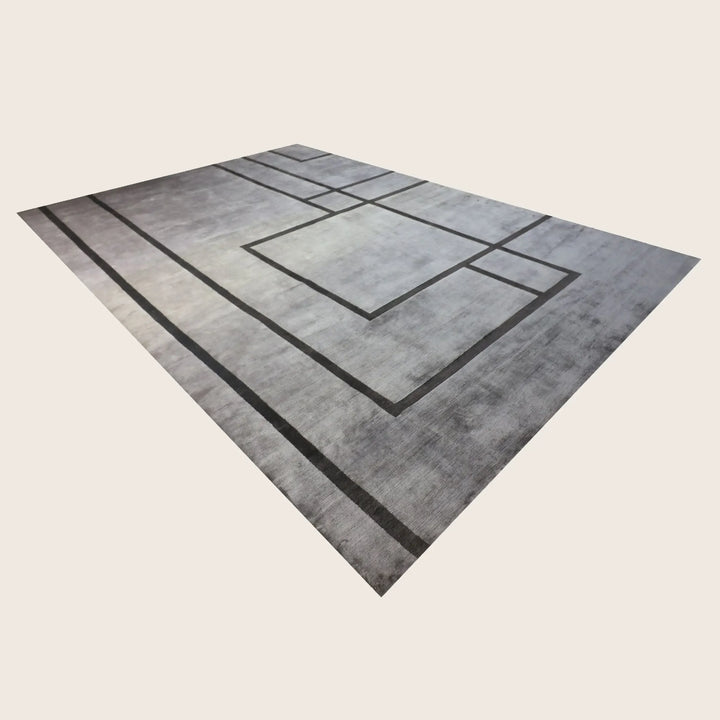 Grey Tibetan Contemporary Silk Rug - 10' x 14'