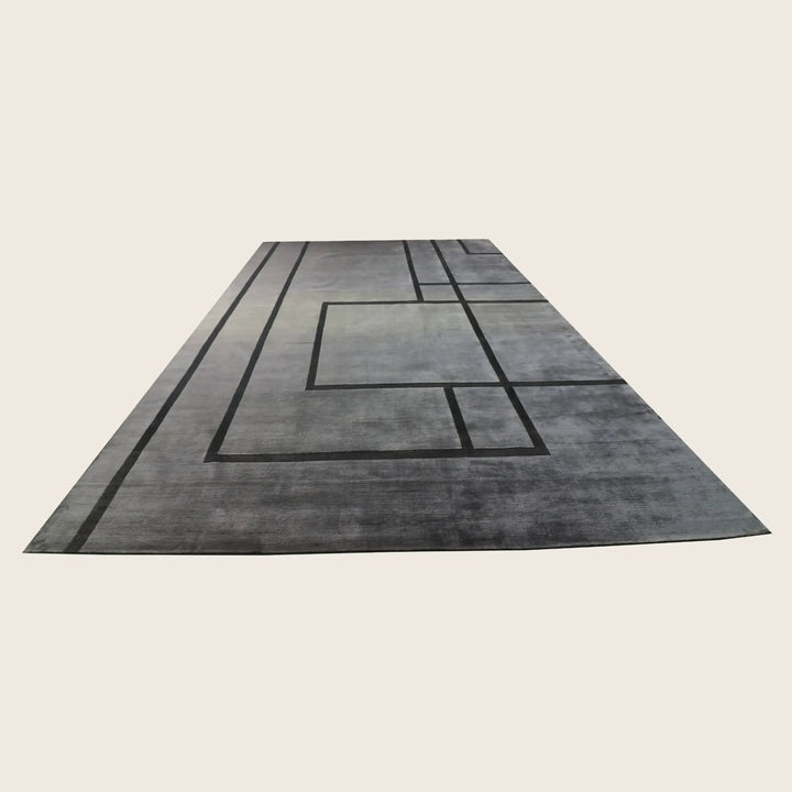Grey Tibetan Contemporary Silk Rug - 10' x 14'