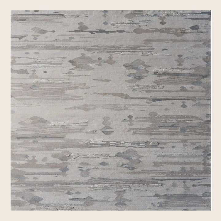 Natural Multi Tibetan Contemporary Wool Silk Blend Rug - 6' x 9'