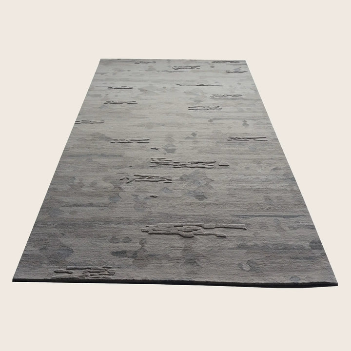 Natural Multi Tibetan Contemporary Wool Silk Blend Rug - 6' x 9'