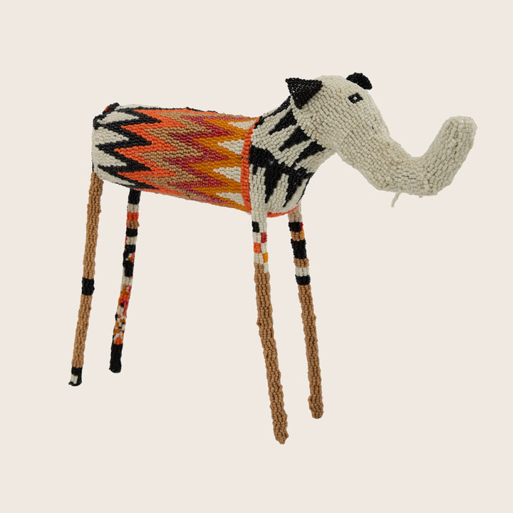 Medium Orange Chevron Beaded Elephant