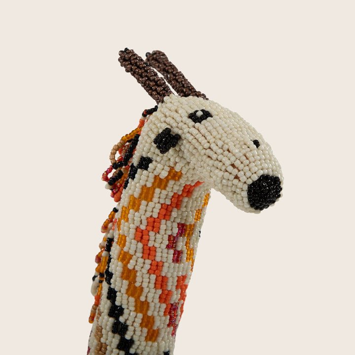 Large Orange Zig Zag Beaded Giraffe