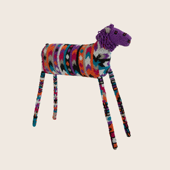 Small Multi Color Striped Beaded Lion
