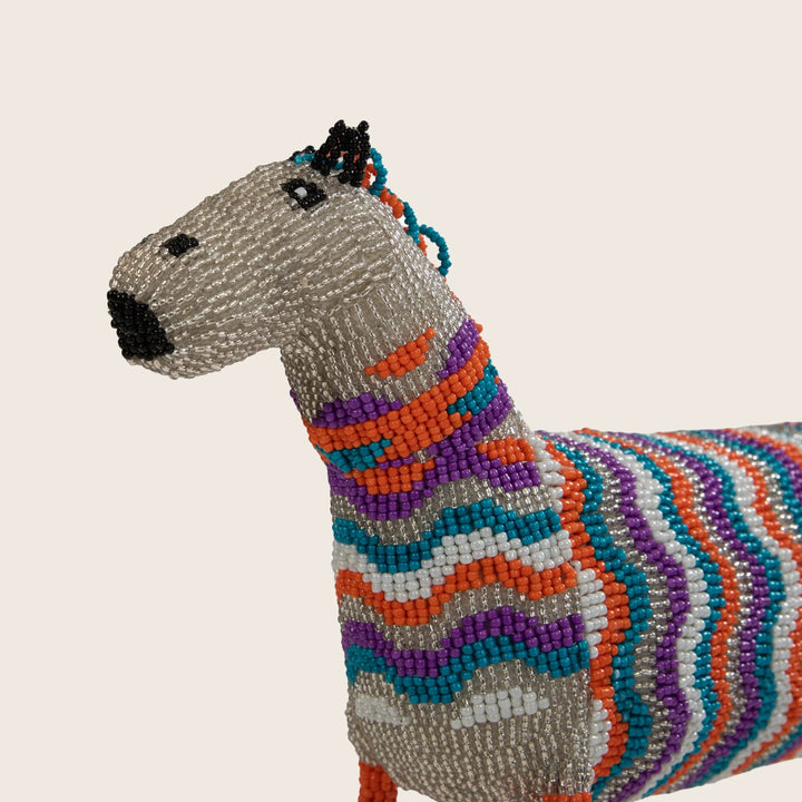 Medium Multi Color Striped Beaded Horse