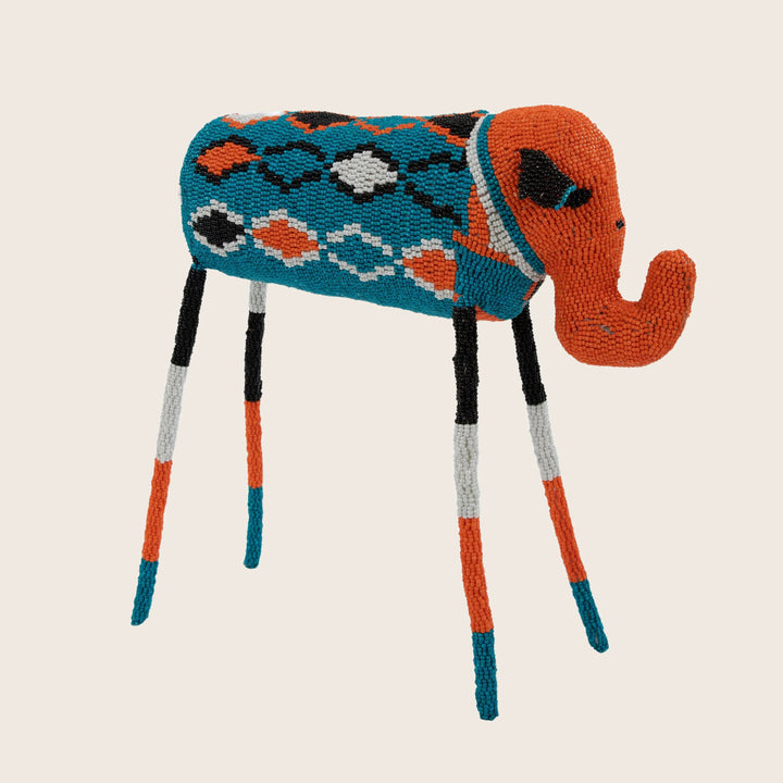 Large Multi Color Diamond Beaded Elephant
