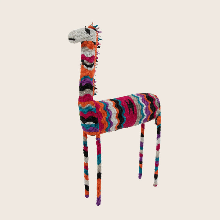 Large Multi Color Striped Beaded Giraffe