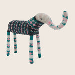 Small Teal/Pink Stripe Beaded Elephant