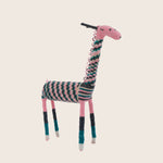 Medium Teal/Pink Checkered Beaded Giraffe