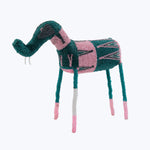 Medium Teal/Pink Chevron Beaded Elephant