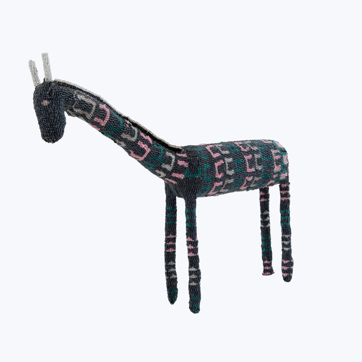 Large Teal/Pink Square Beaded Giraffe