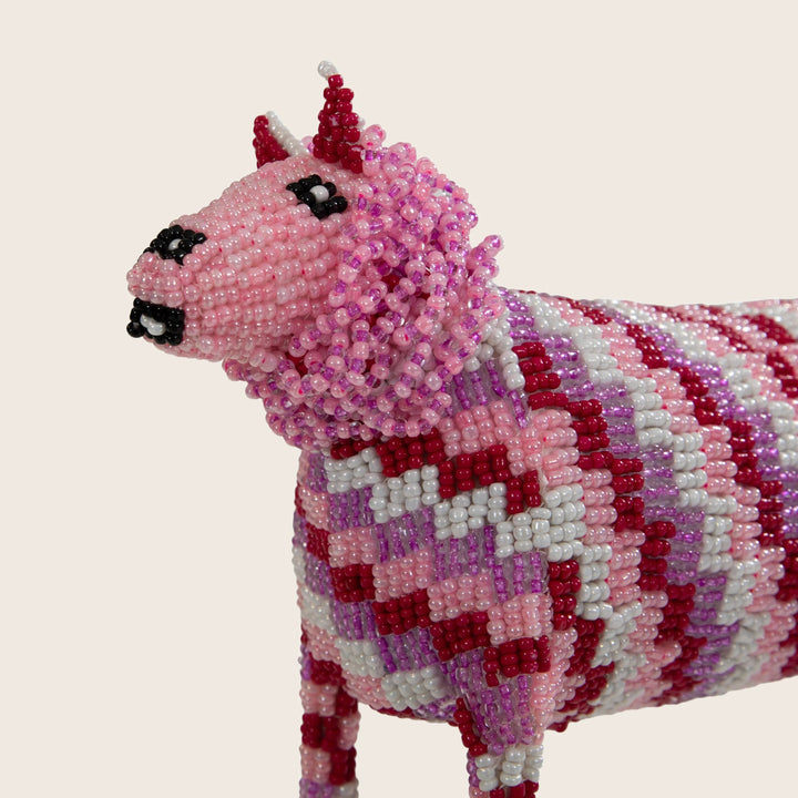 Small Pink Checkered Beaded Sheep