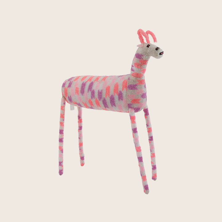Large Pink Checkered Beaded Antelope