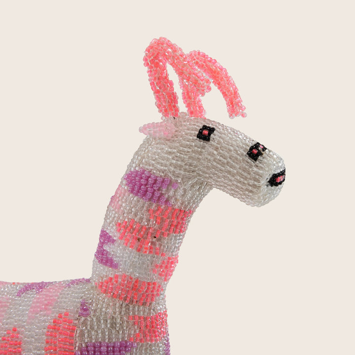 Large Pink Checkered Beaded Antelope