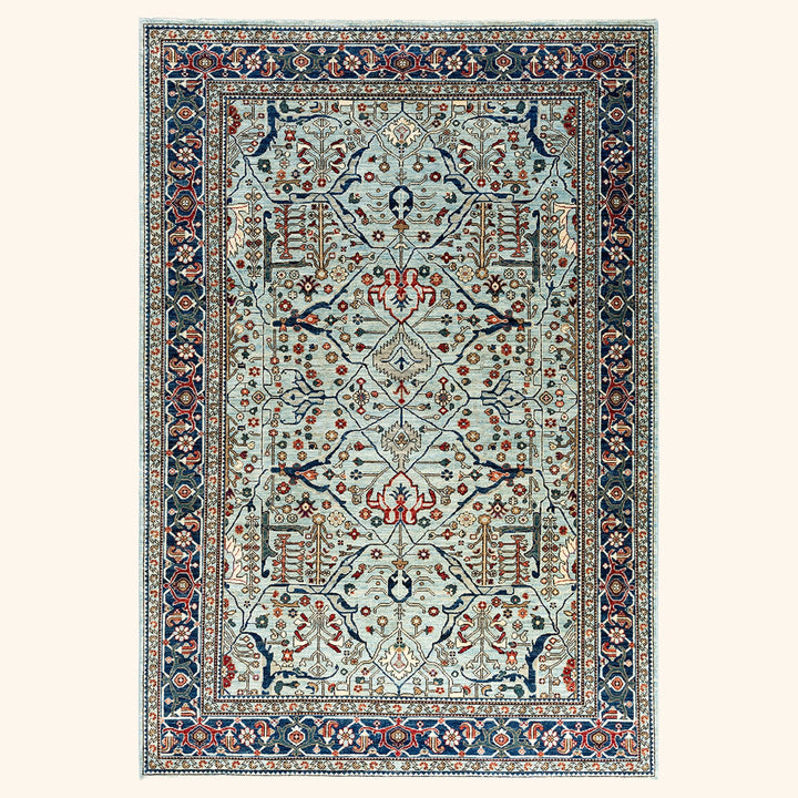Light Blue Traditional Serapi Wool Rug - 6'1" x 8'11"