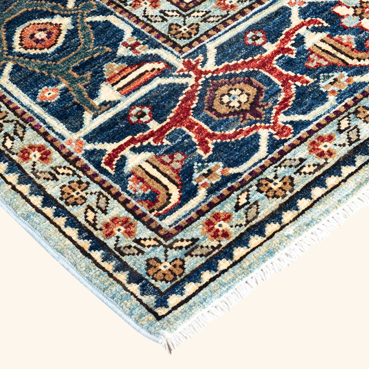 Light Blue Traditional Serapi Wool Rug - 6'1" x 8'11"