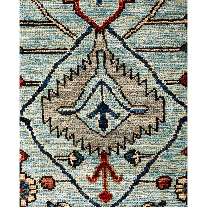 Light Blue Traditional Serapi Wool Rug - 6'1" x 8'11"