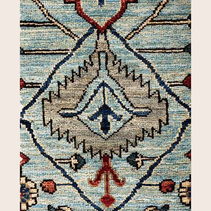 Light Blue Traditional Serapi Wool Rug - 6'1" x 8'11"