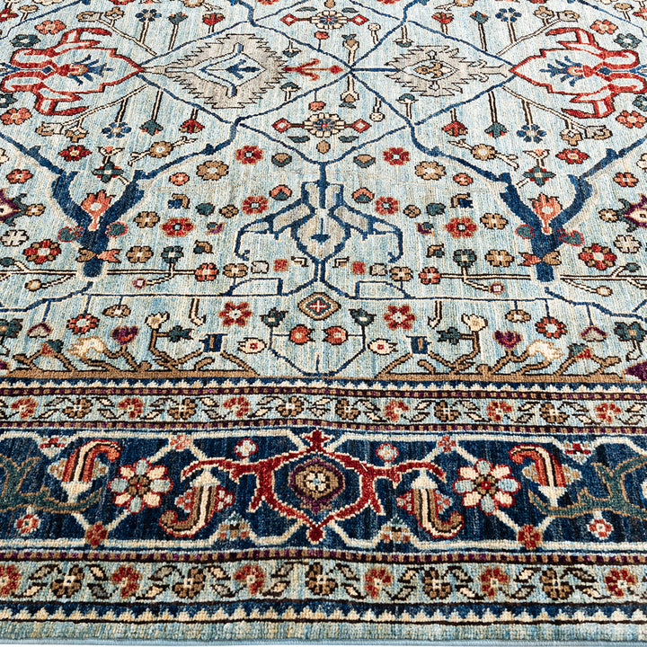 Light Blue Traditional Serapi Wool Rug - 6'1" x 8'11"