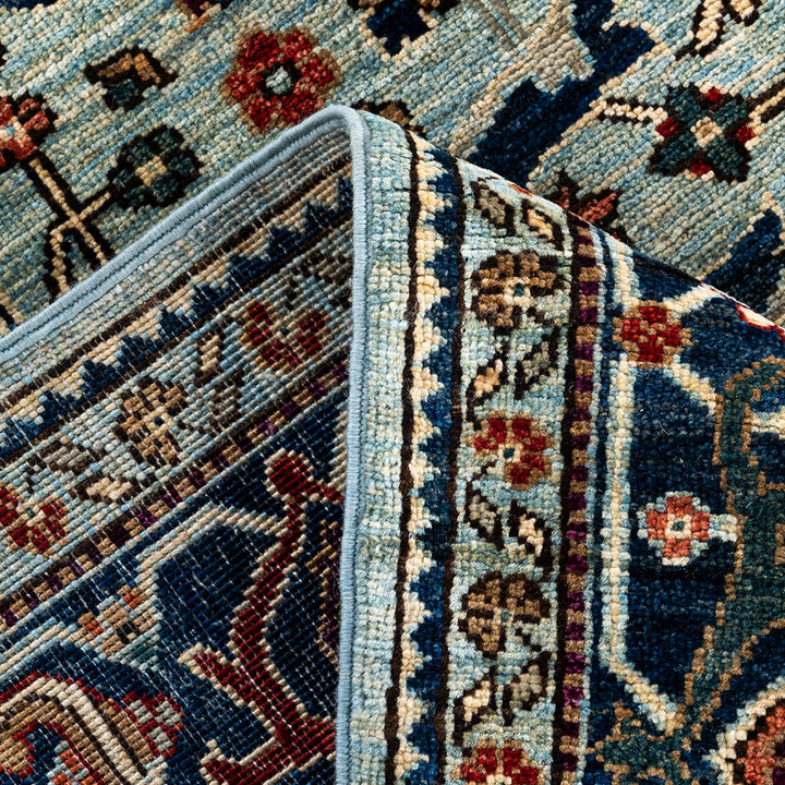 Light Blue Traditional Serapi Wool Rug - 6'1" x 8'11"