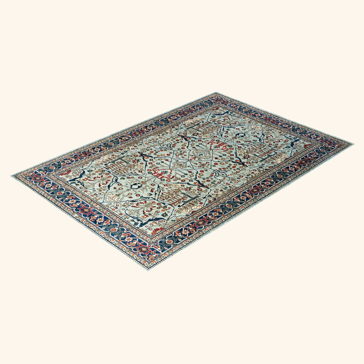 Light Blue Traditional Serapi Wool Rug - 6'1" x 8'11"