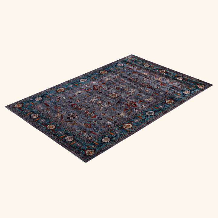 Grey Traditional Serapi Wool Rug - 5'11" x 9'