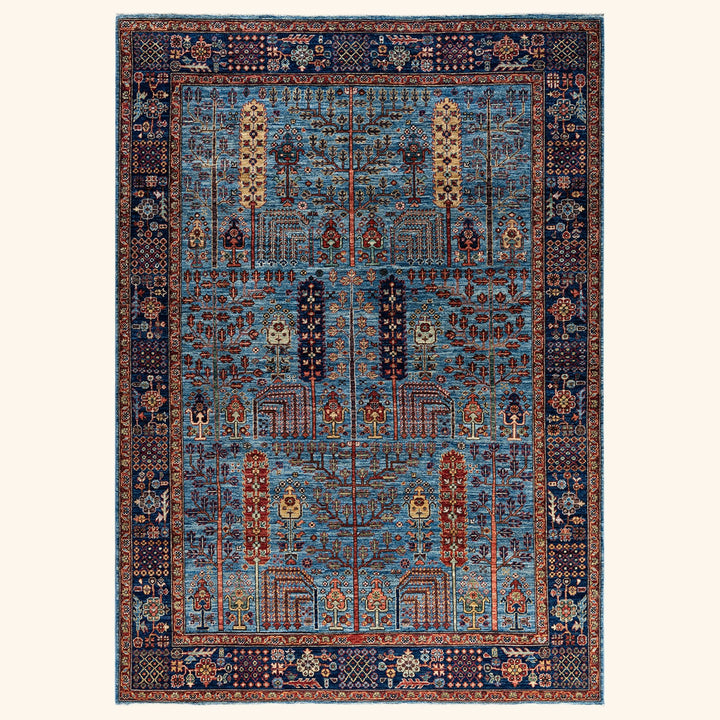 Light Blue Traditional Serapi Wool Rug - 6'2" x 8'8"