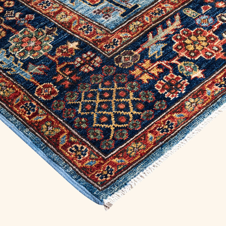 Light Blue Traditional Serapi Wool Rug - 6'2" x 8'8"