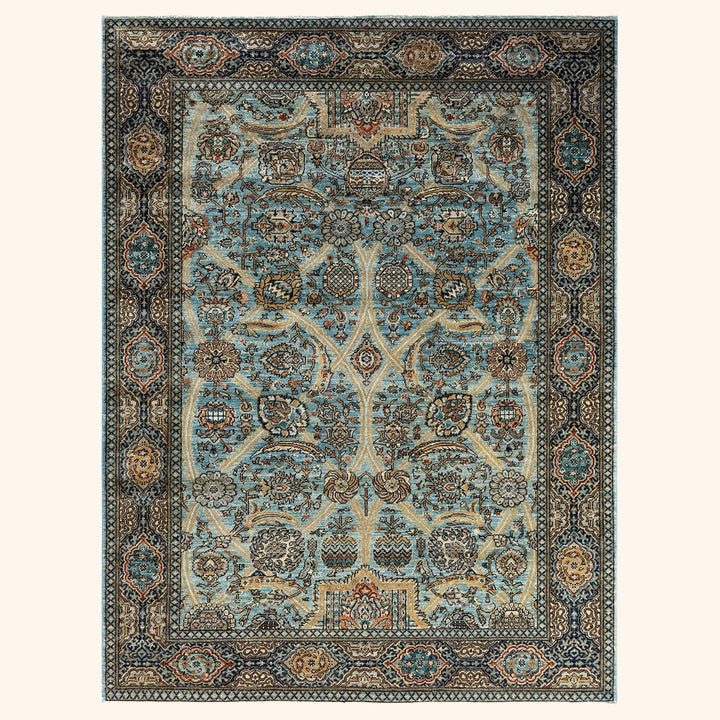 Light Blue Traditional Serapi Wool Rug - 6'2" x 8'3"