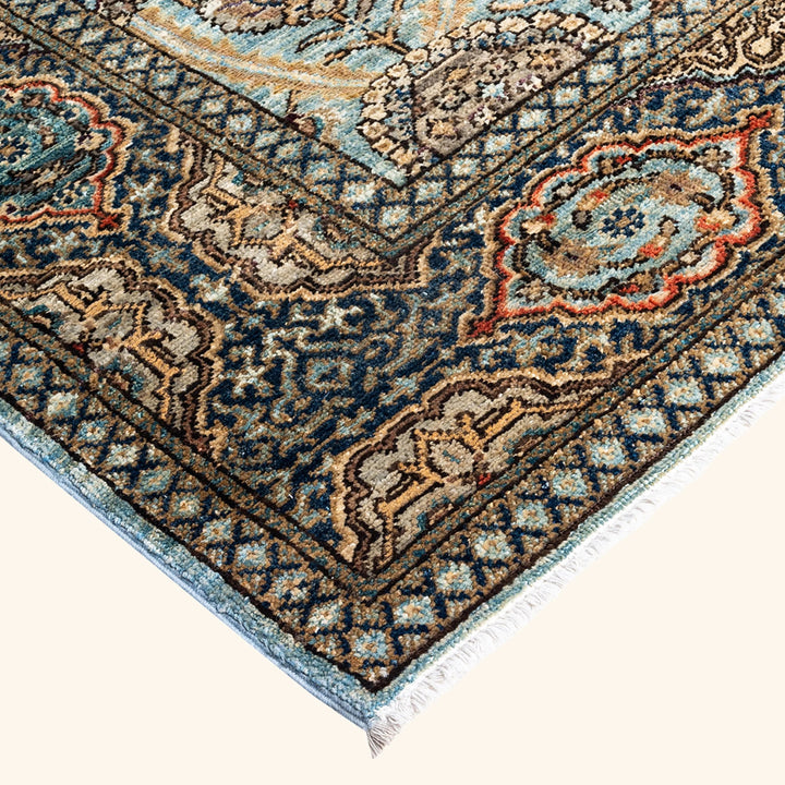 Light Blue Traditional Serapi Wool Rug - 6'2" x 8'3"