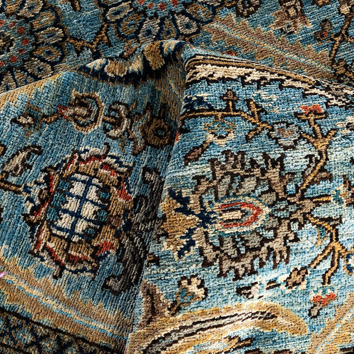 Light Blue Traditional Serapi Wool Rug - 6'2" x 8'3"