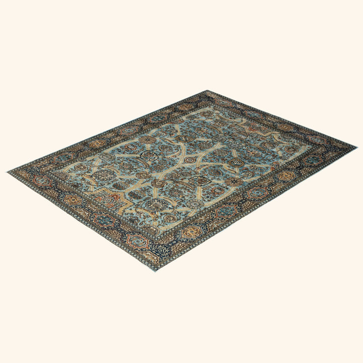 Light Blue Traditional Serapi Wool Rug - 6'2" x 8'3"