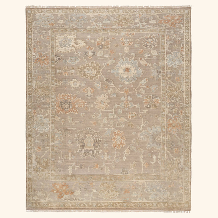 Taupe Essentials Traditional Wool Cotton Blend Rug