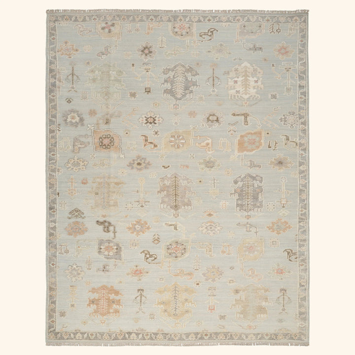 Light Blue Essentials Wool Cotton Blend Rug