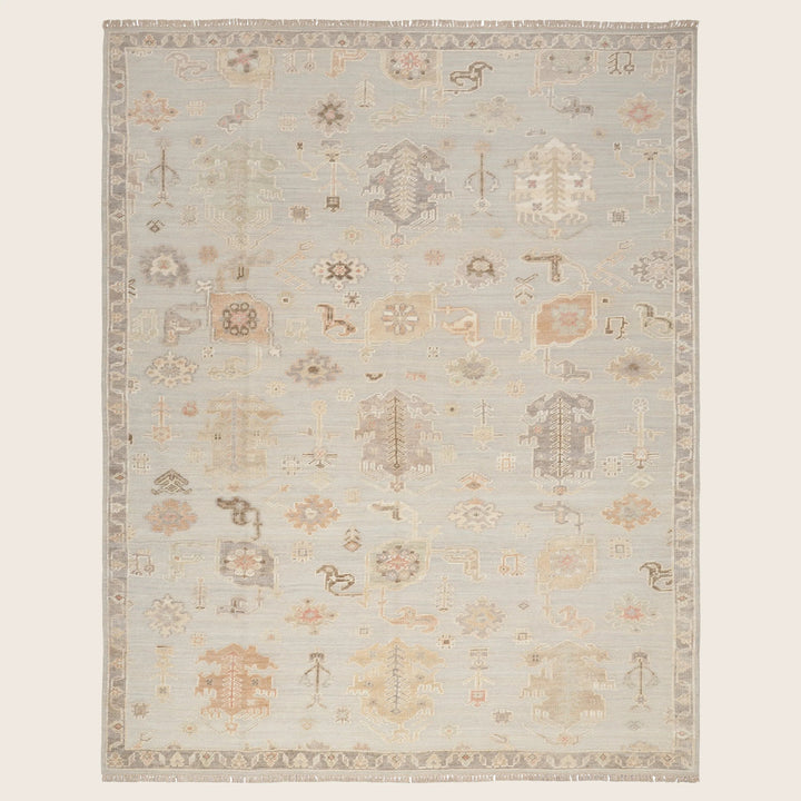 Light Blue Essentials Wool Cotton Blend Rug