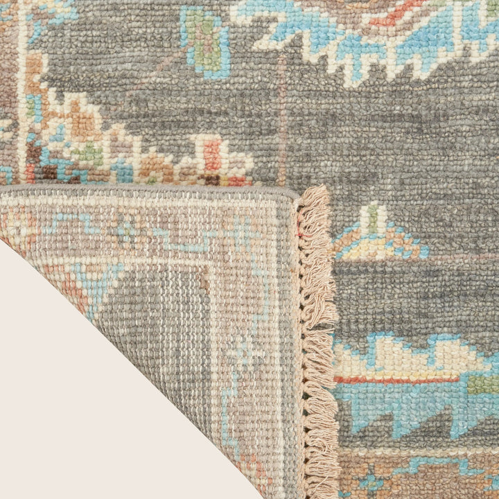 Dark Grey Multi Traditional Essentials Wool Rug 5'6" x 8'