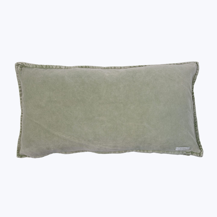 Pip Washed Velvet Green Pillow