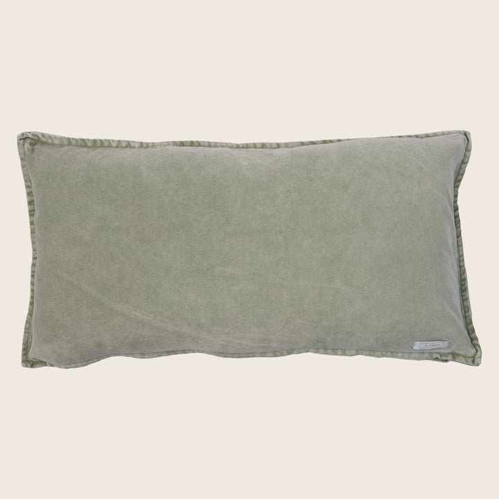 Pip Washed Velvet Green Pillow
