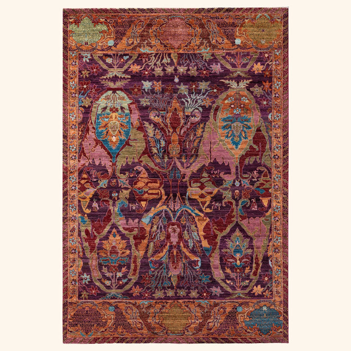 Purple Soluna Traditional Wool Rug - 6'7" x 9'10"