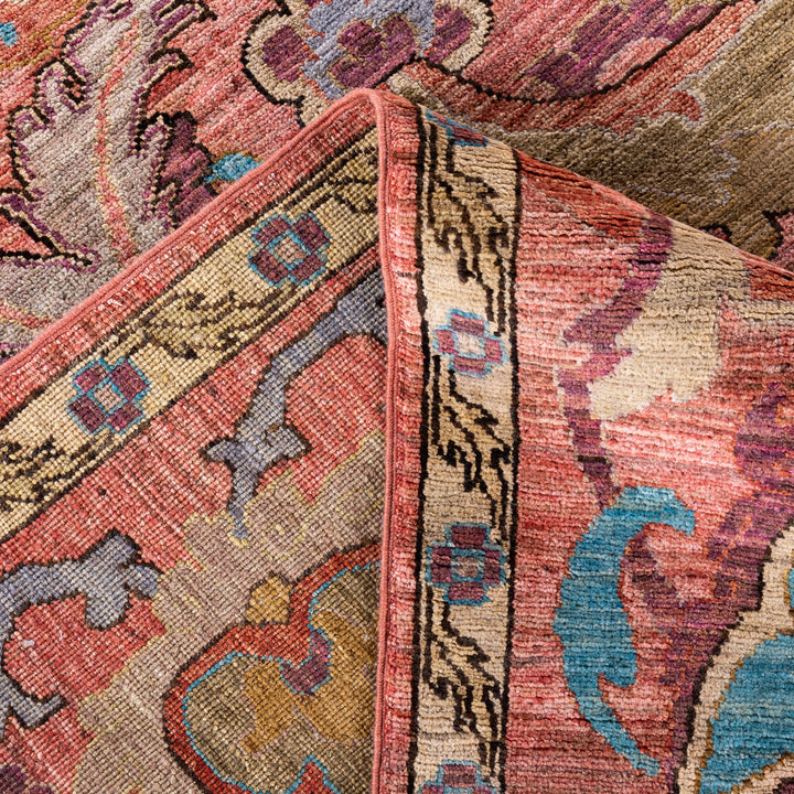 Pink Soluna Traditional Wool Rug - 9'1" x 12'1"