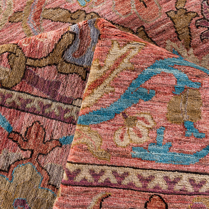 Pink Soluna Traditional Wool Rug - 9'1" x 12'1"
