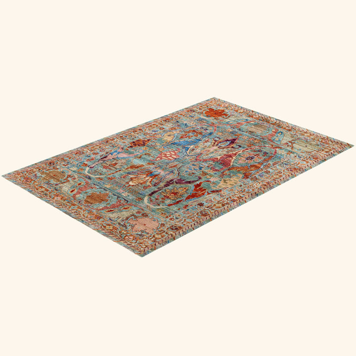 Blue Soluna Traditional Wool Rug - 6'1" x 9'2"
