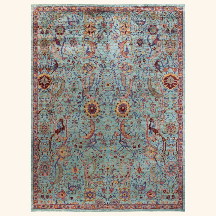 Green Soluna Traditional Wool Rug - 10'4" x 13'9"