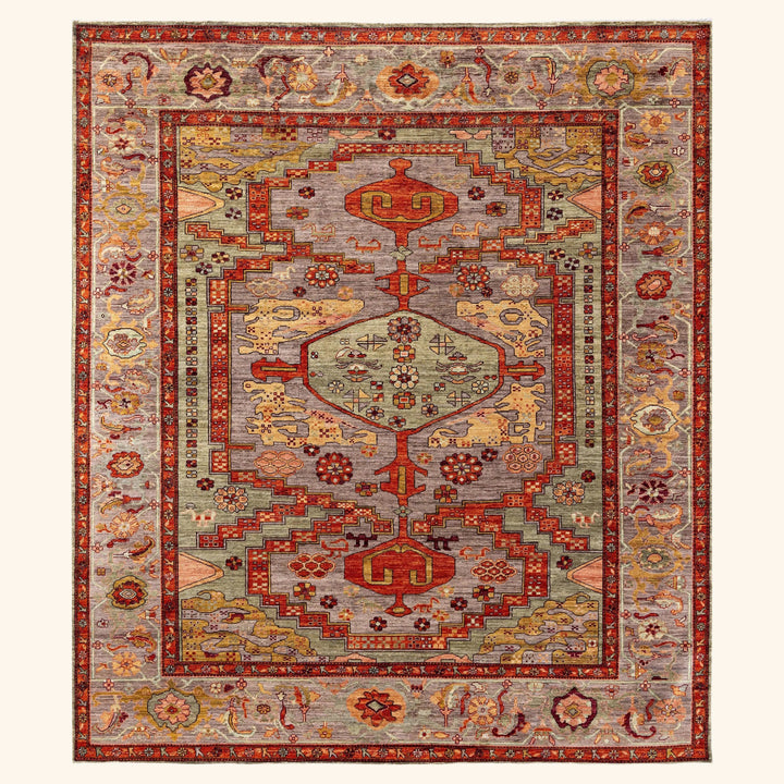Green Soluna Traditional Wool Rug - 8'5" x 9'8"
